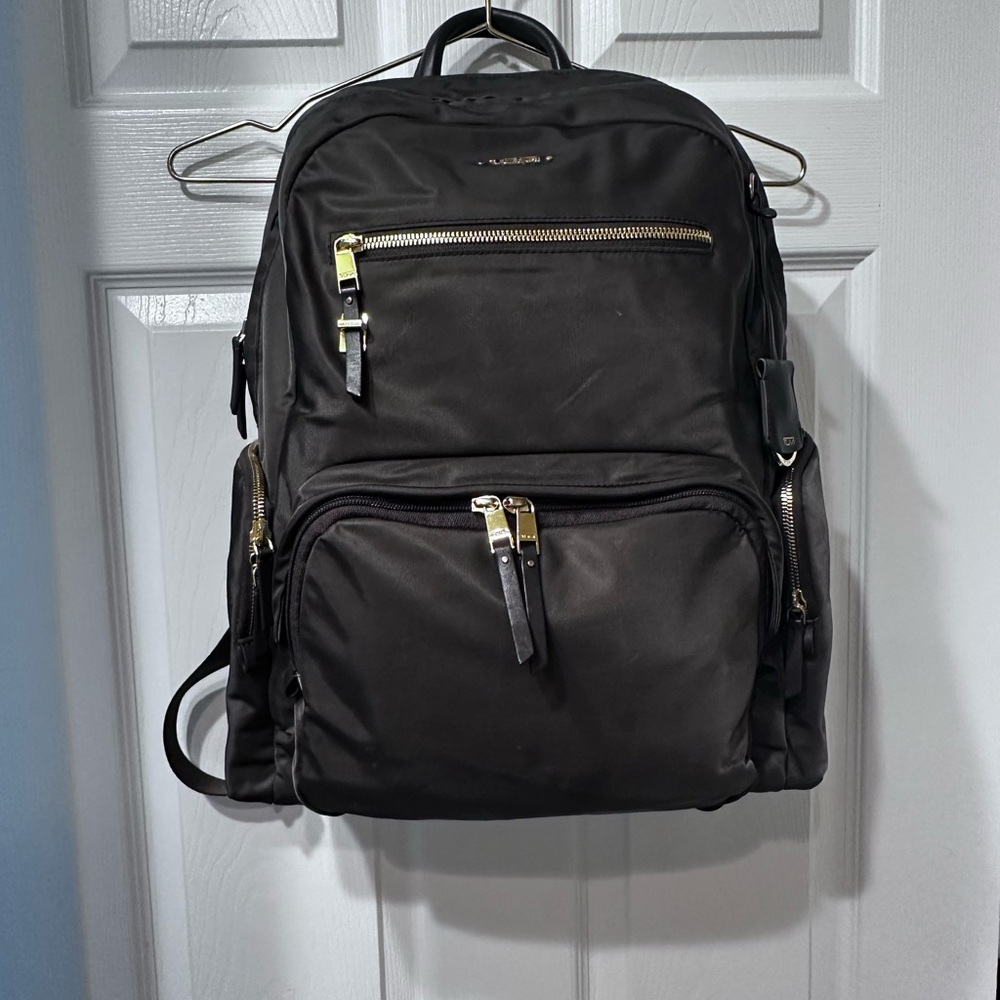 Tumi Voyageur Carson Backpack in Mink (neutral gray/brown) Gold Hardware